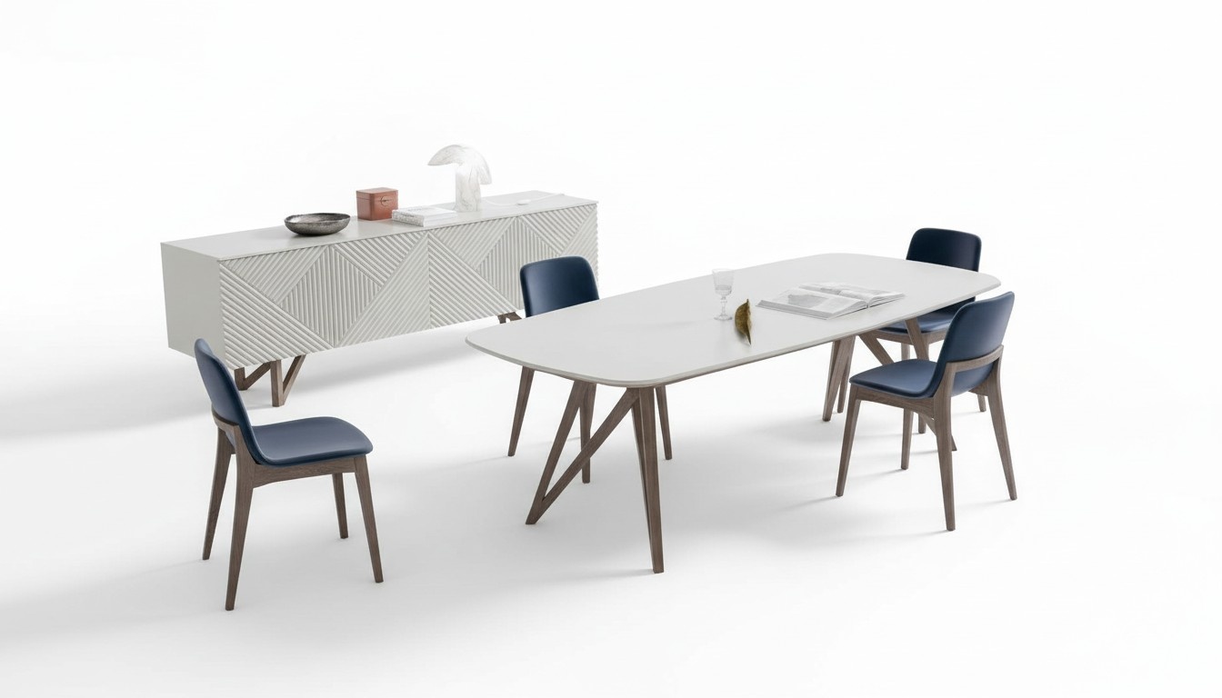 Dining room set Modern dining room set White sideboard with storage space