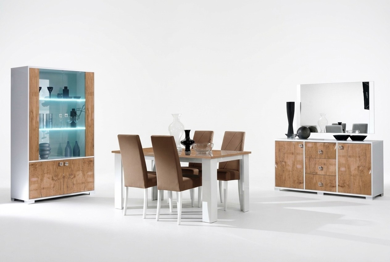 Dining Room Set Rtv Table 4x Chairs Display Cabinet 7pcs Complete Luxury Furniture New