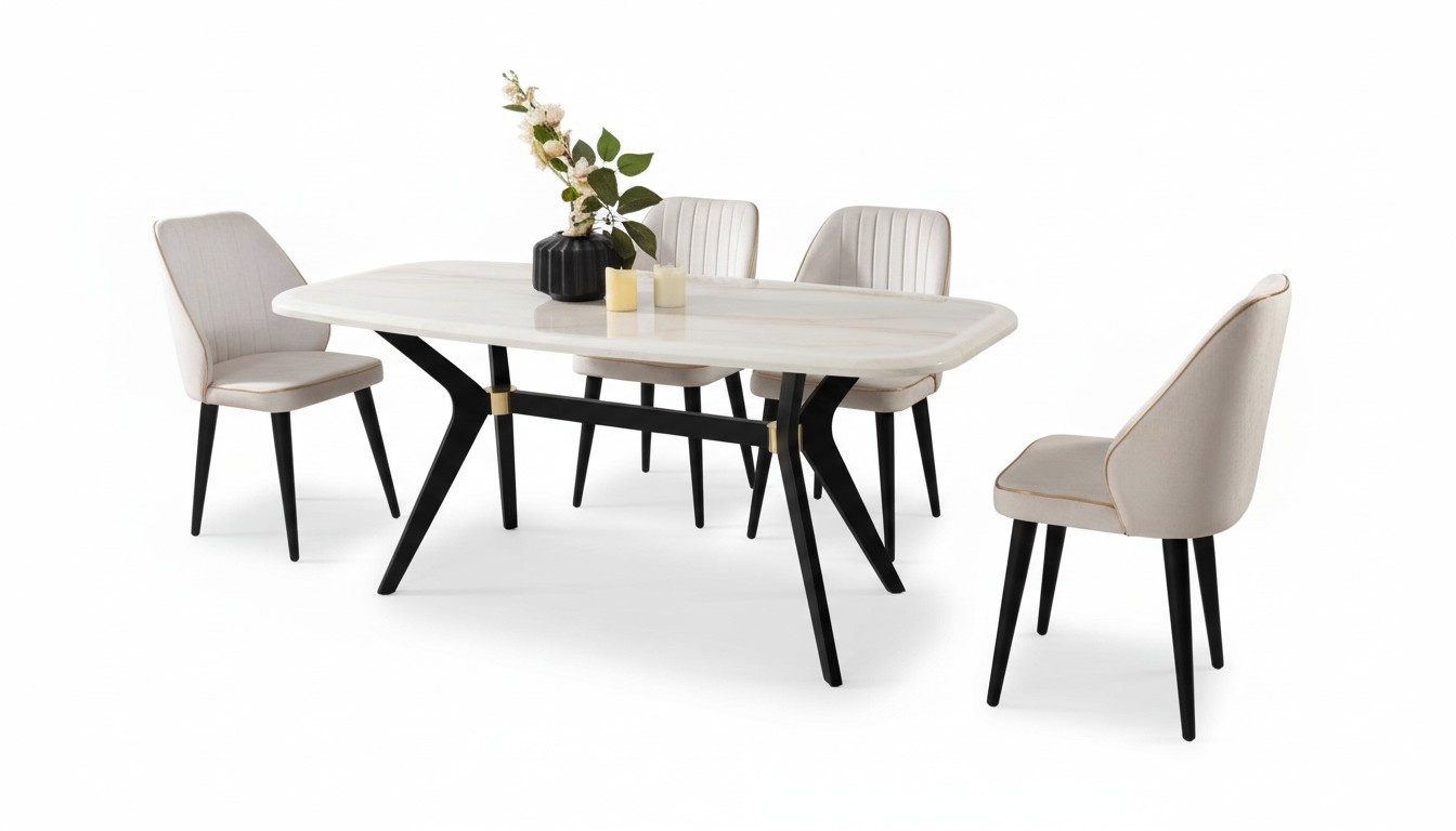 Dining room set settee seat upholstery furniture dining group dining table 5 pcs.