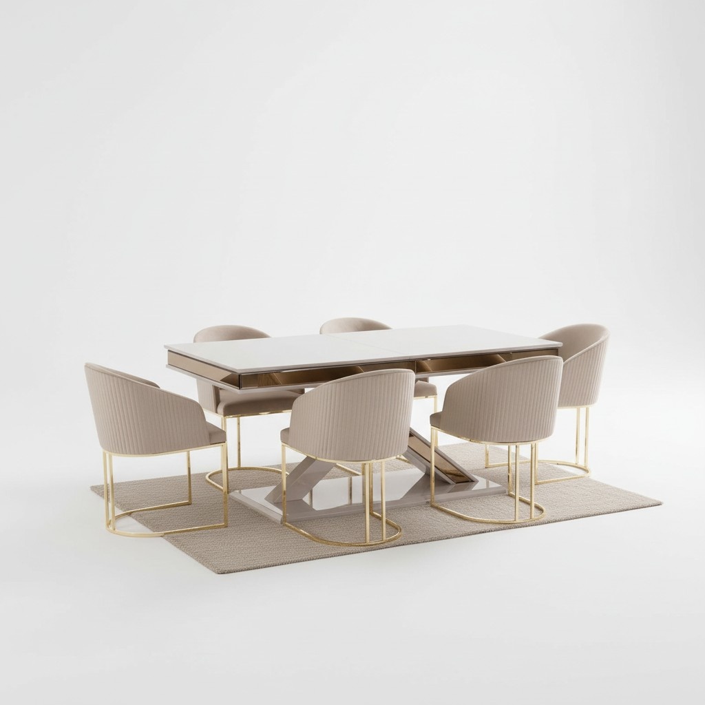 Dining Room Set Dining Table with 4x Armchair Chair Sets