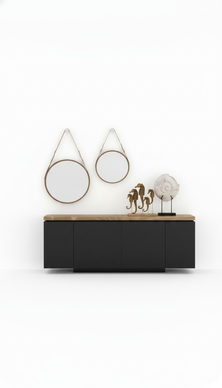 Dining room sideboard natural walnut - anthracite matt chest of drawers luxury furniture