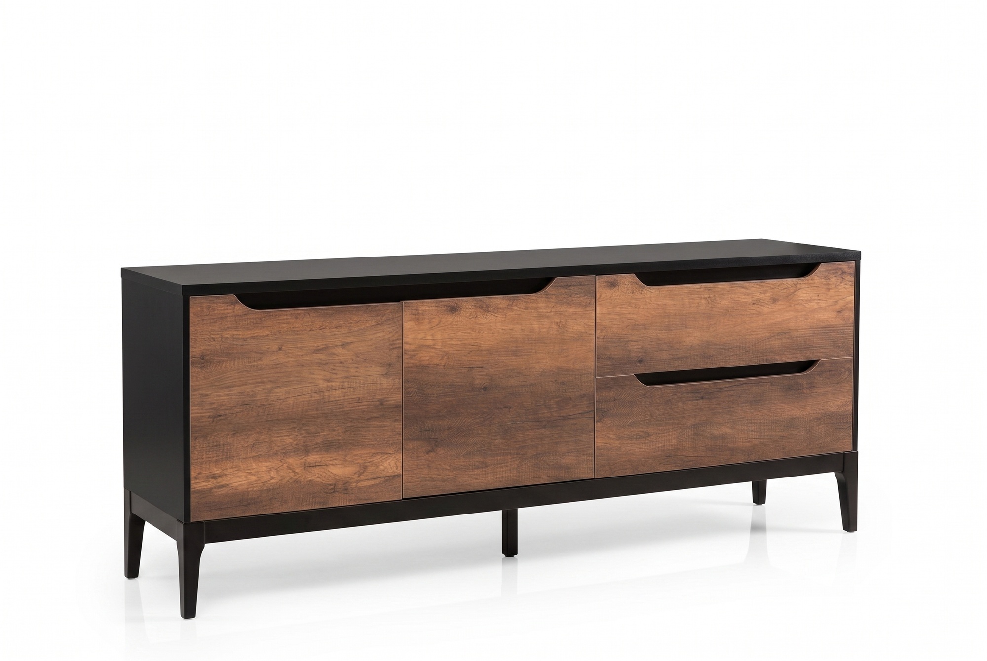 Dining room sideboard with 2 mirrors, modern furnishings, wooden furniture set group.