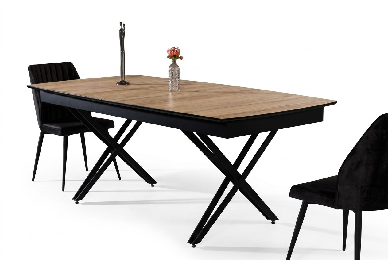 Dining room table Extendable dining table Kitchen table wood brown Dining room