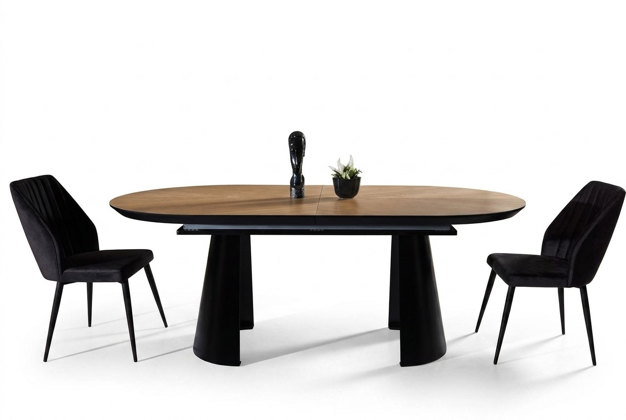 Dining room table Oval dining table Extendable kitchen table Brown wood