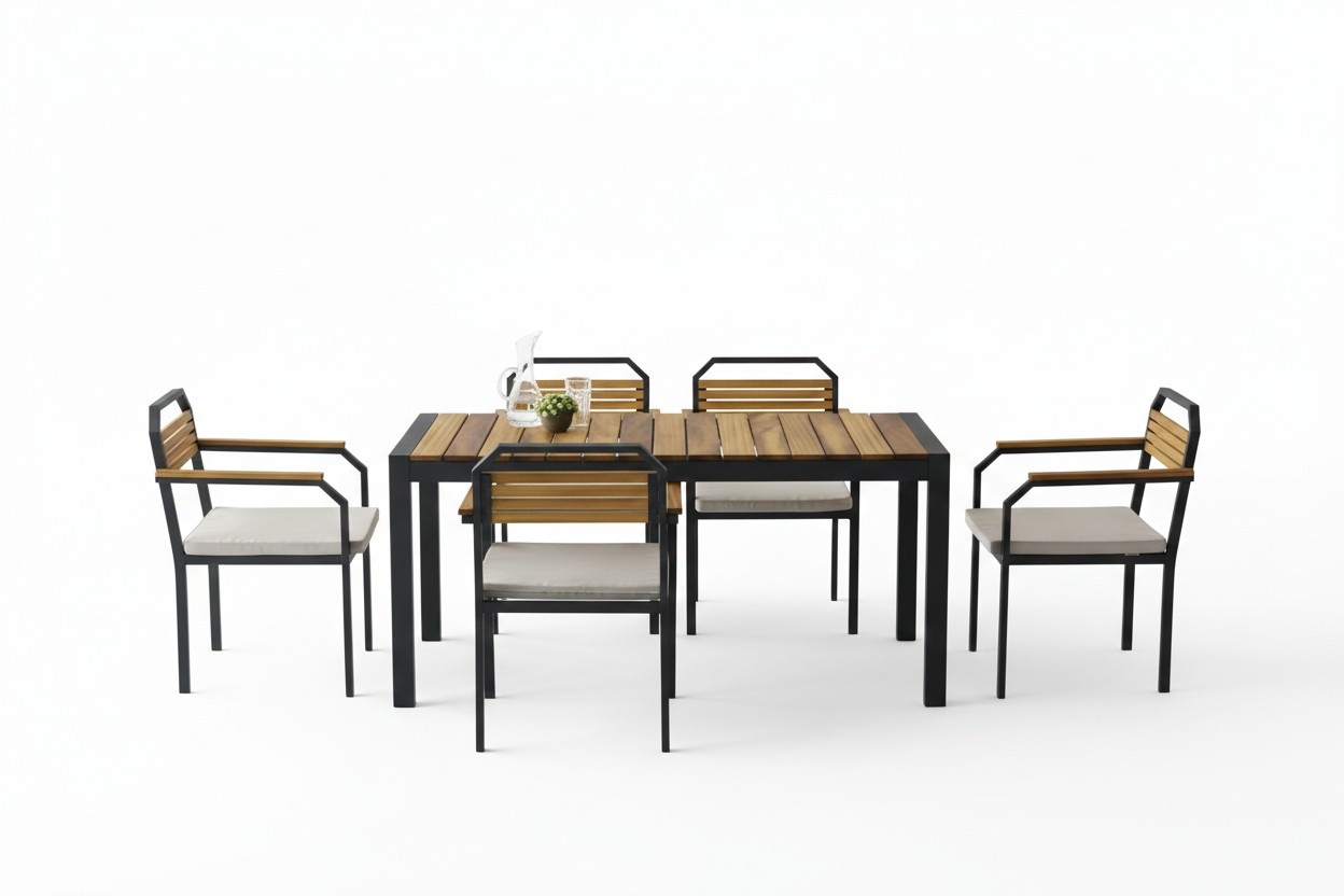 Dining room set 7-piece brown dining group dining corner table chairs