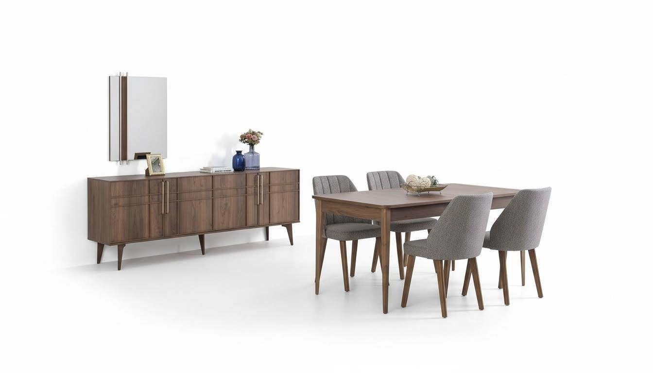 Dining set Dining room Dining table set 9 pcs Dining room Brown wood