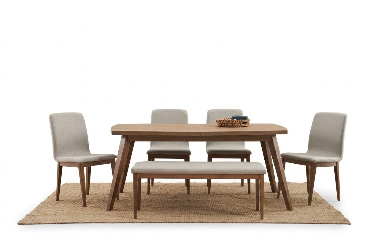 Dining set 8 pieces dining table + 4 chairs furniture sideboard bench