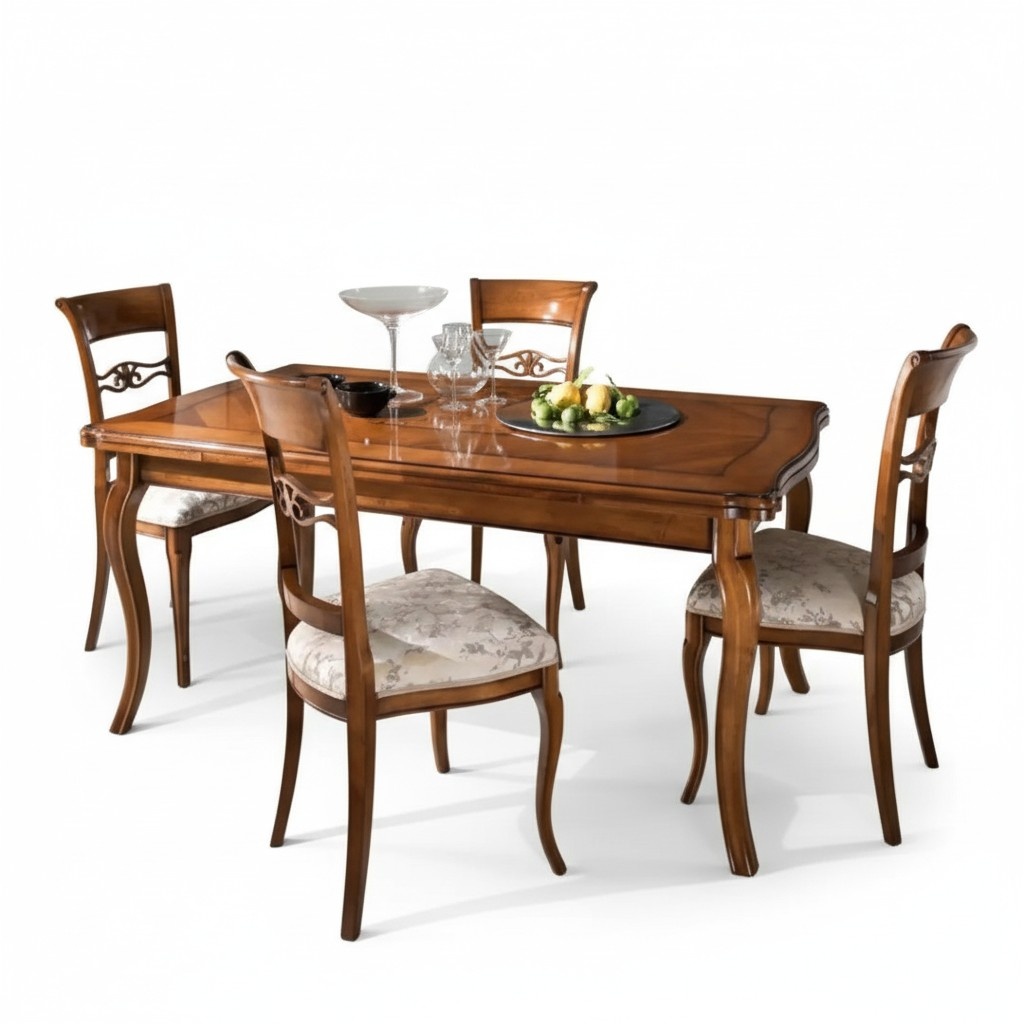 Dining Set Dining Table 4 x Chairs Set Classic Dining Set 5 pcs. Tables