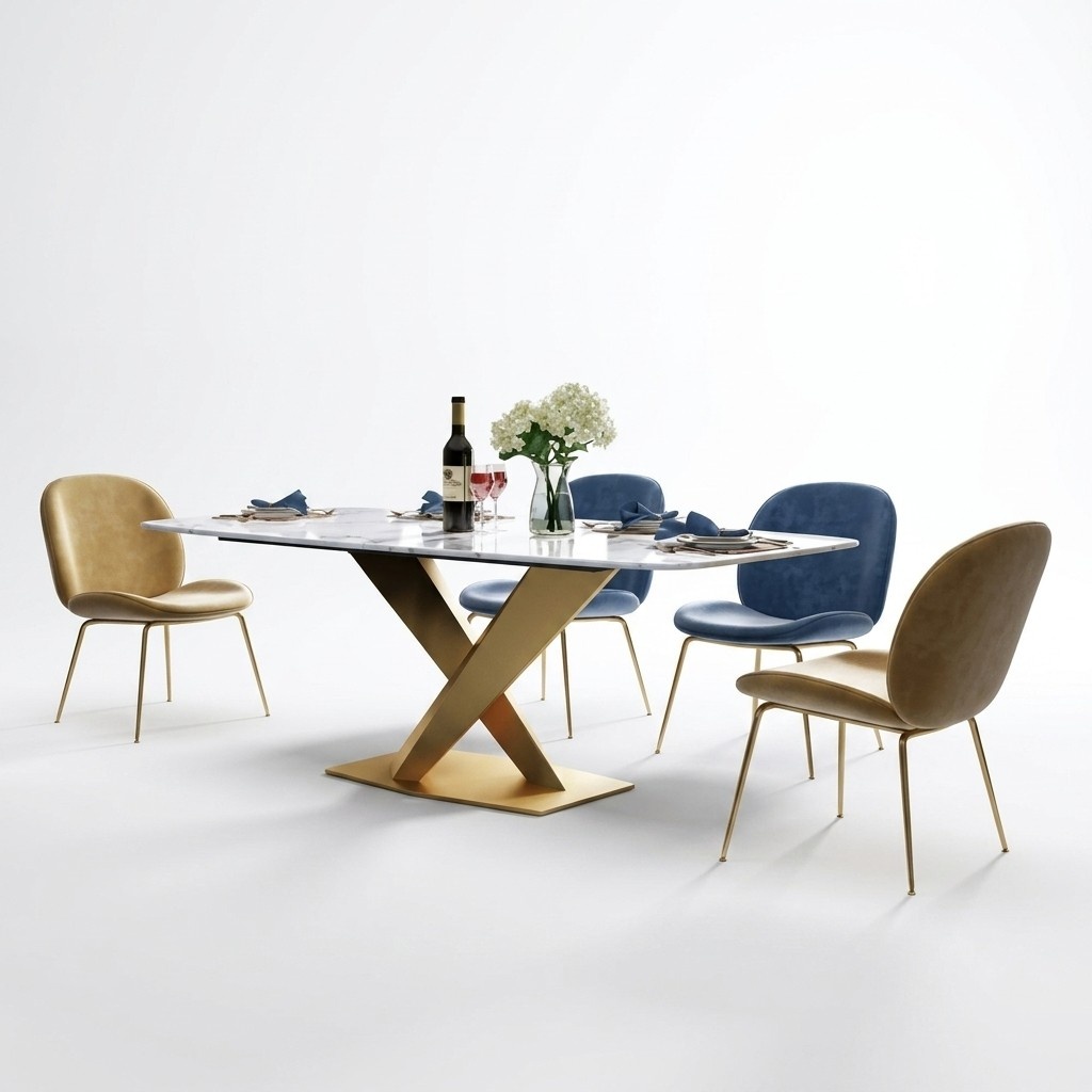 Dining Table + 4x Chairs Chair Dining Set Dining Group Modern Table Tables New