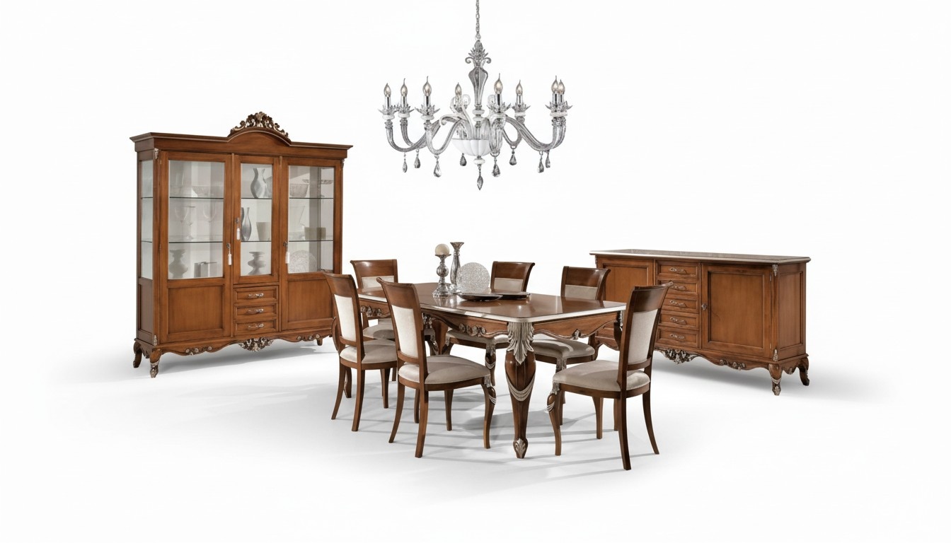 Dining Table 6x Chairs Dining Set Classic Sideboard 9pcs Set