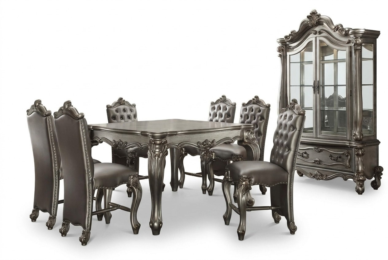 Dining Table 6x Chairs Display Cabinet Complete Dining Room Set 8pcs Group Sets