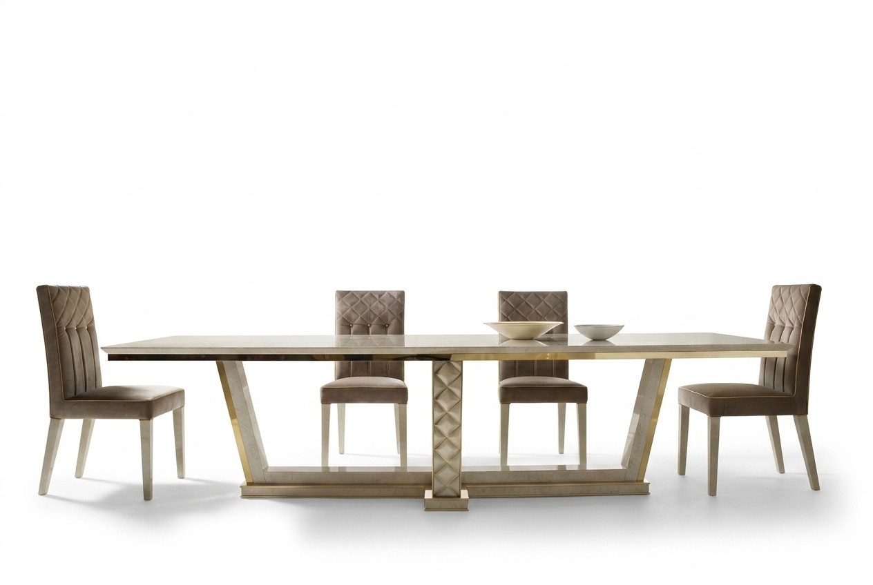 Dining room set of rectangular fixed table & 8x chairs in art nouveau style italian furniture arredoclassic™