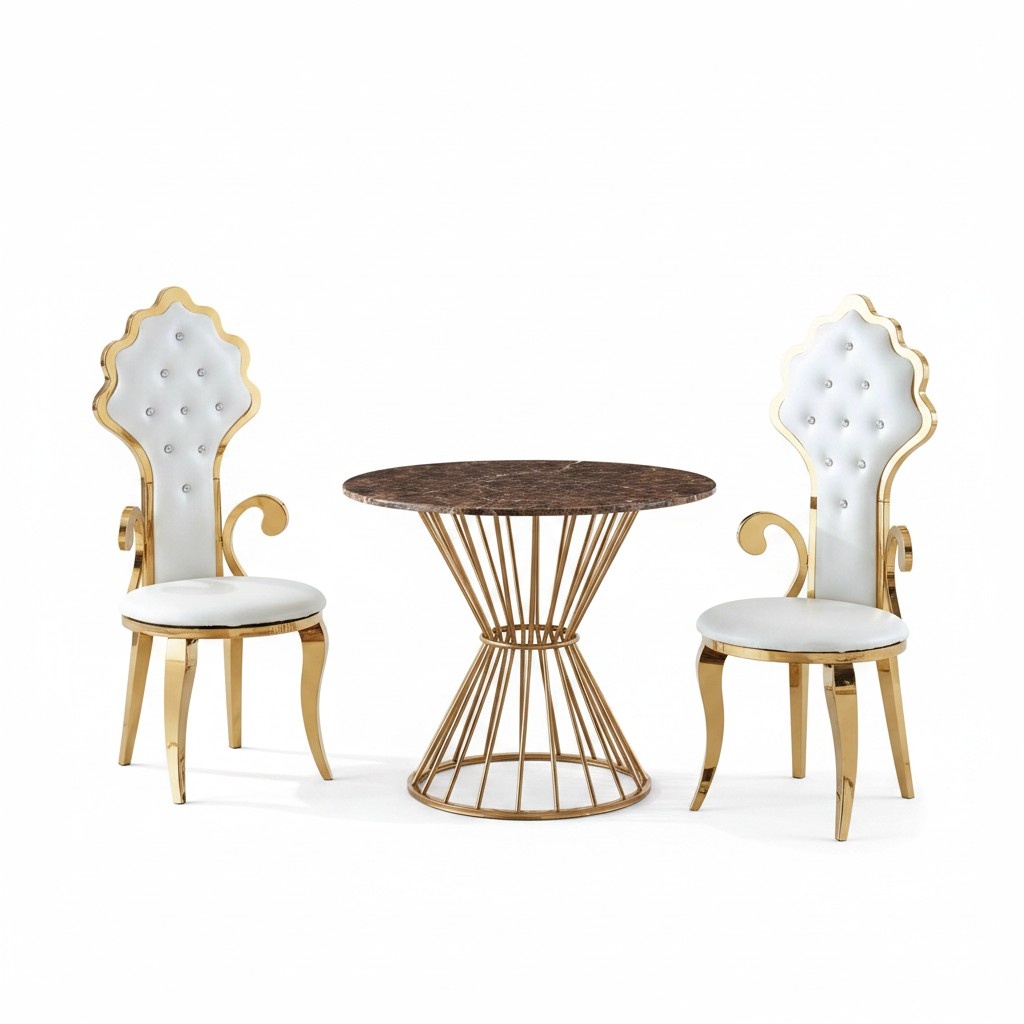 Dining table coffee table living room gold luxury design round table stainless steel