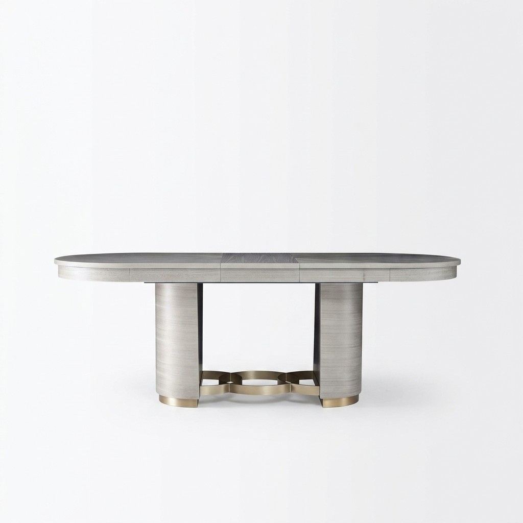 Modern style made of real wooden dining/living room oval table stainless steel