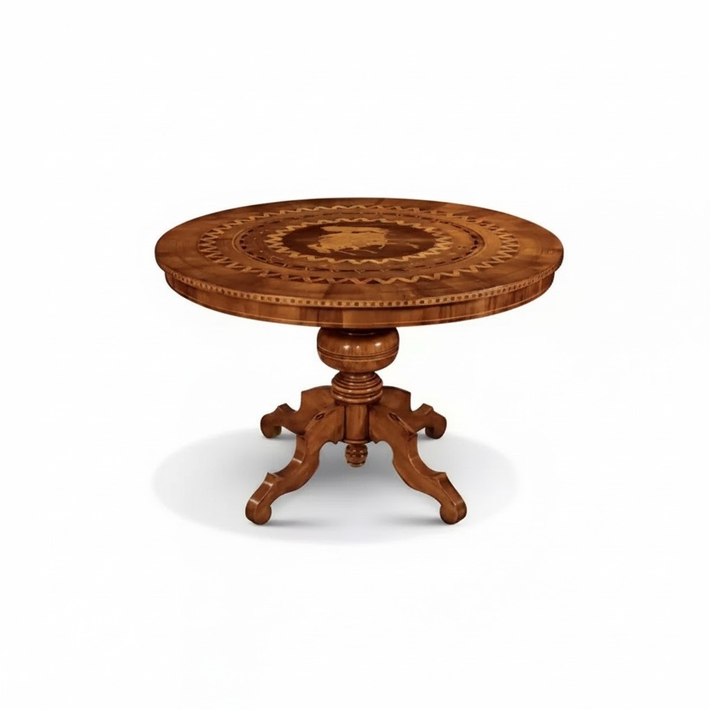 Dining Table Dining Room Brown Round Classic Table Design Wood Luxury Furniture