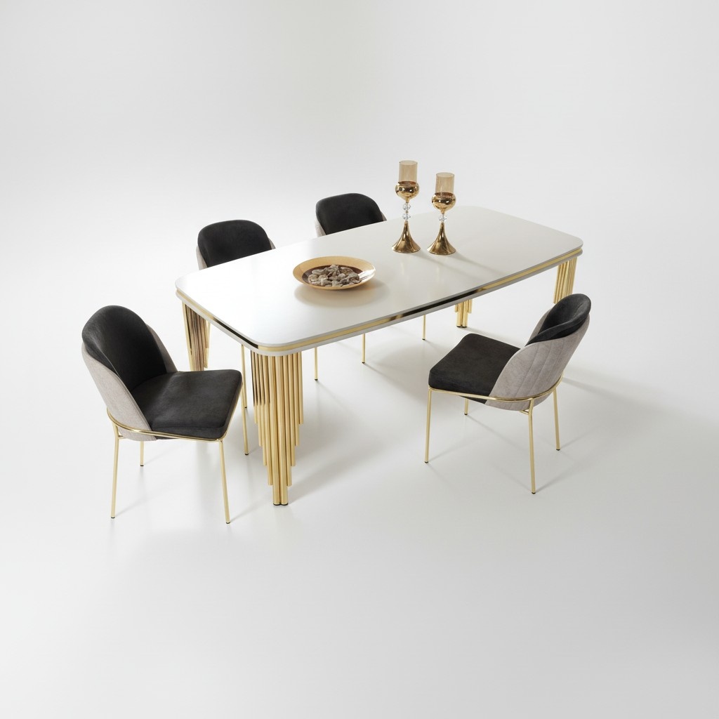 Dining table Dining room table Dining area Dining room furniture Table wood Gold White
