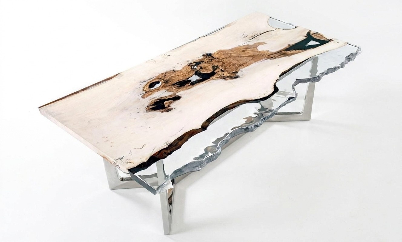 Dining table epoxy resin kitchen table dining room table table 220 cm white