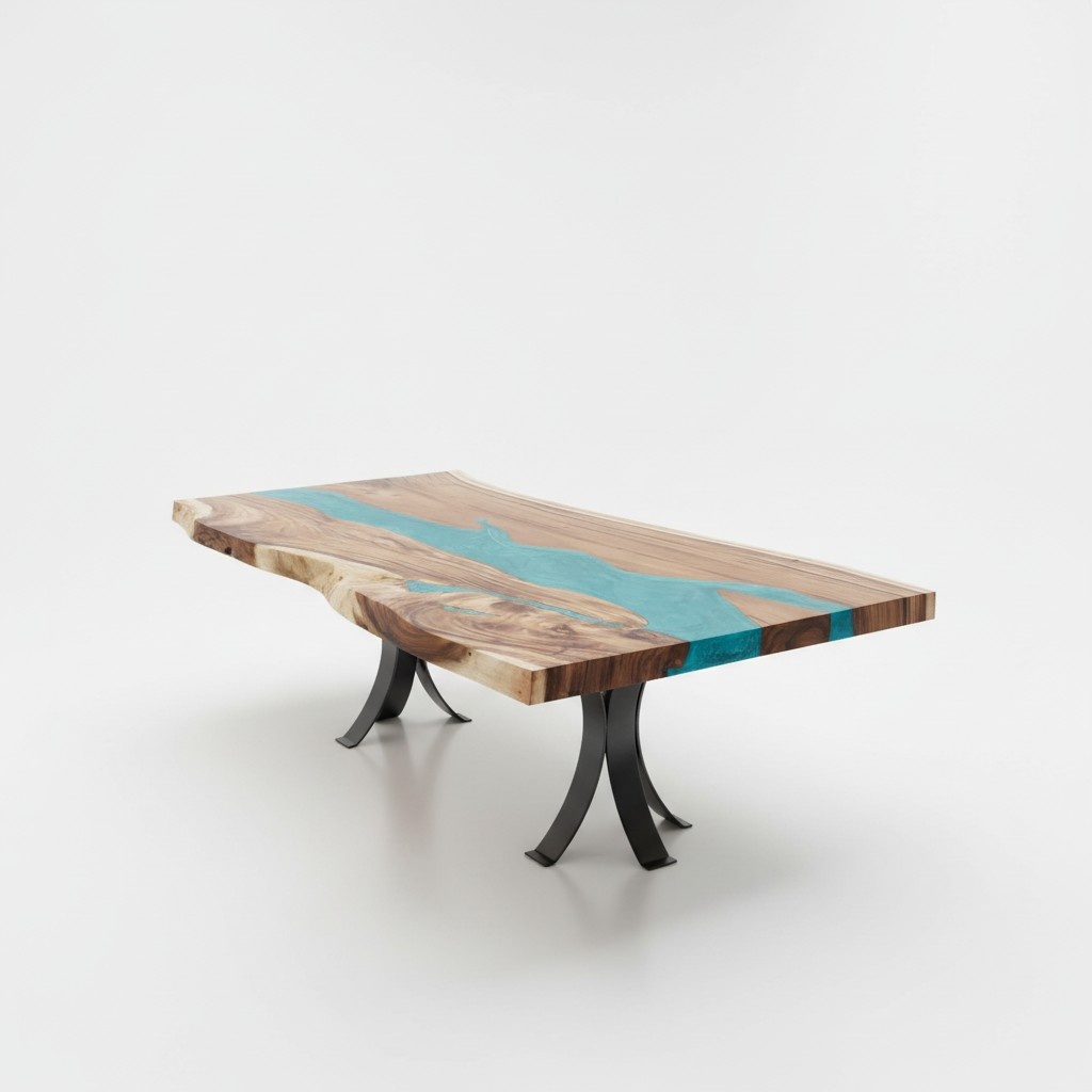 dining table epoxy resin real wood solid furniture epoxy table casting resin waterfall