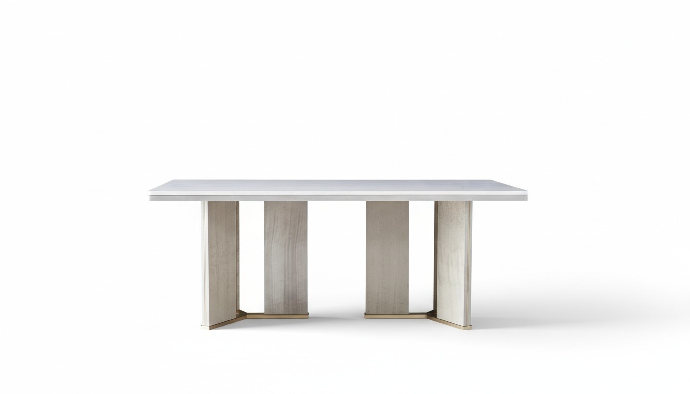 Rectangular dining table made of real wooden italian furniture stainless steel