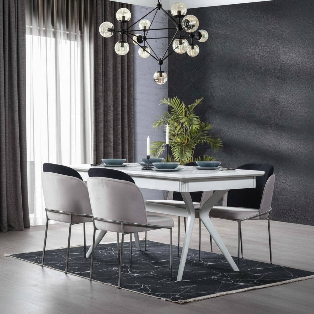 Dining table group 4x chairs dining set chair set table 5pcs.