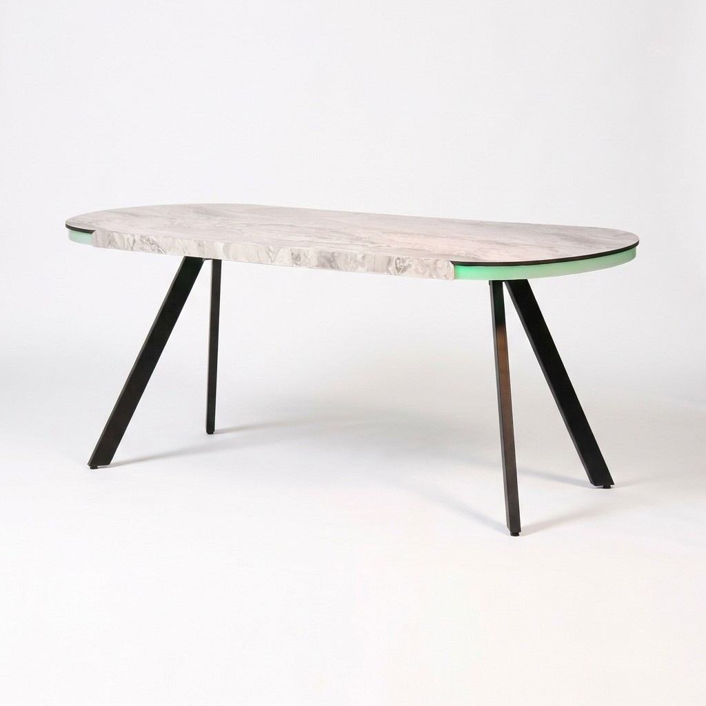 Dining table kitchen table dining room table oval table marble look LED illuminated