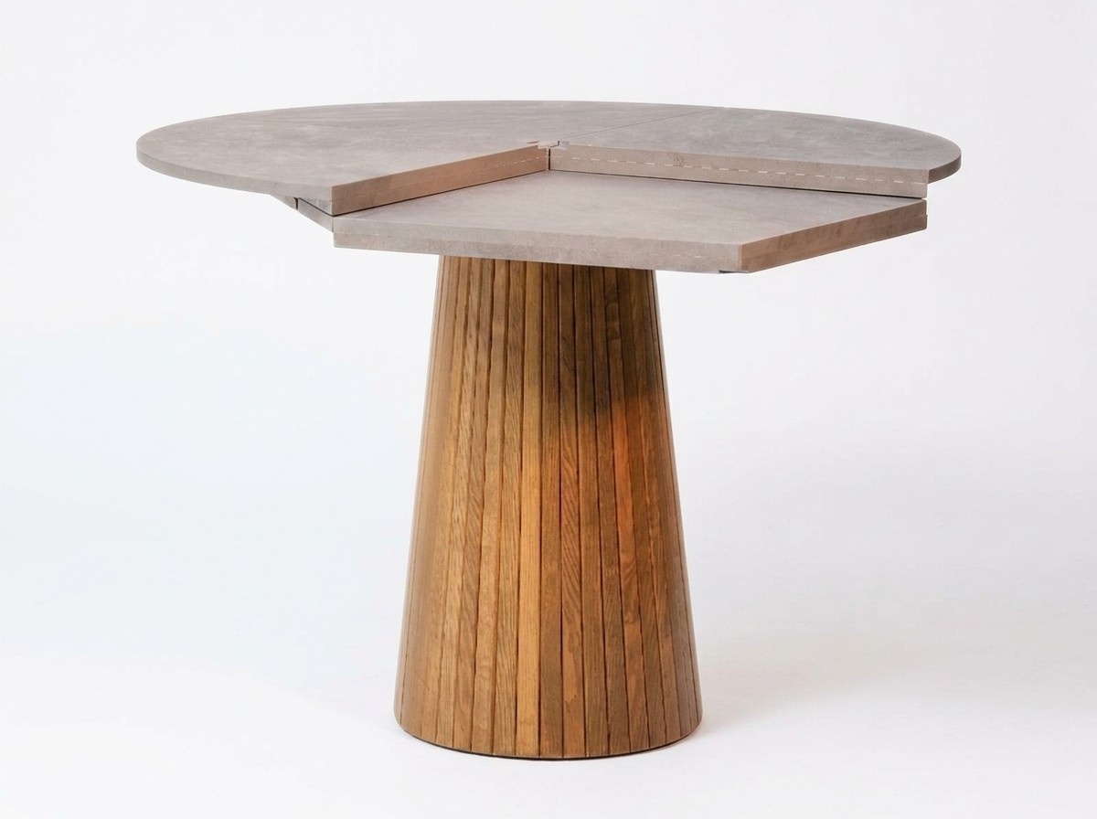 Dining table kitchen table round table marble look column base extendable