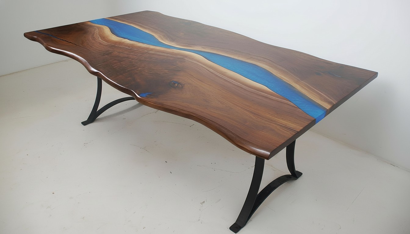 Dining Table River Table Real Wood River Table 220x100 Solid Tables Epoxy Resin