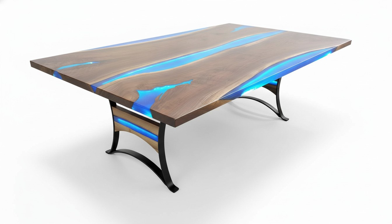 Dining Table River Table Real Wood River Table 260x110 Solid Tables Epoxy Resin