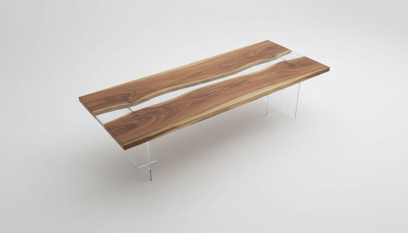 Dining Table River Table Solid Tables 220x80 River Table Sea Waterfall Epoxy Resin