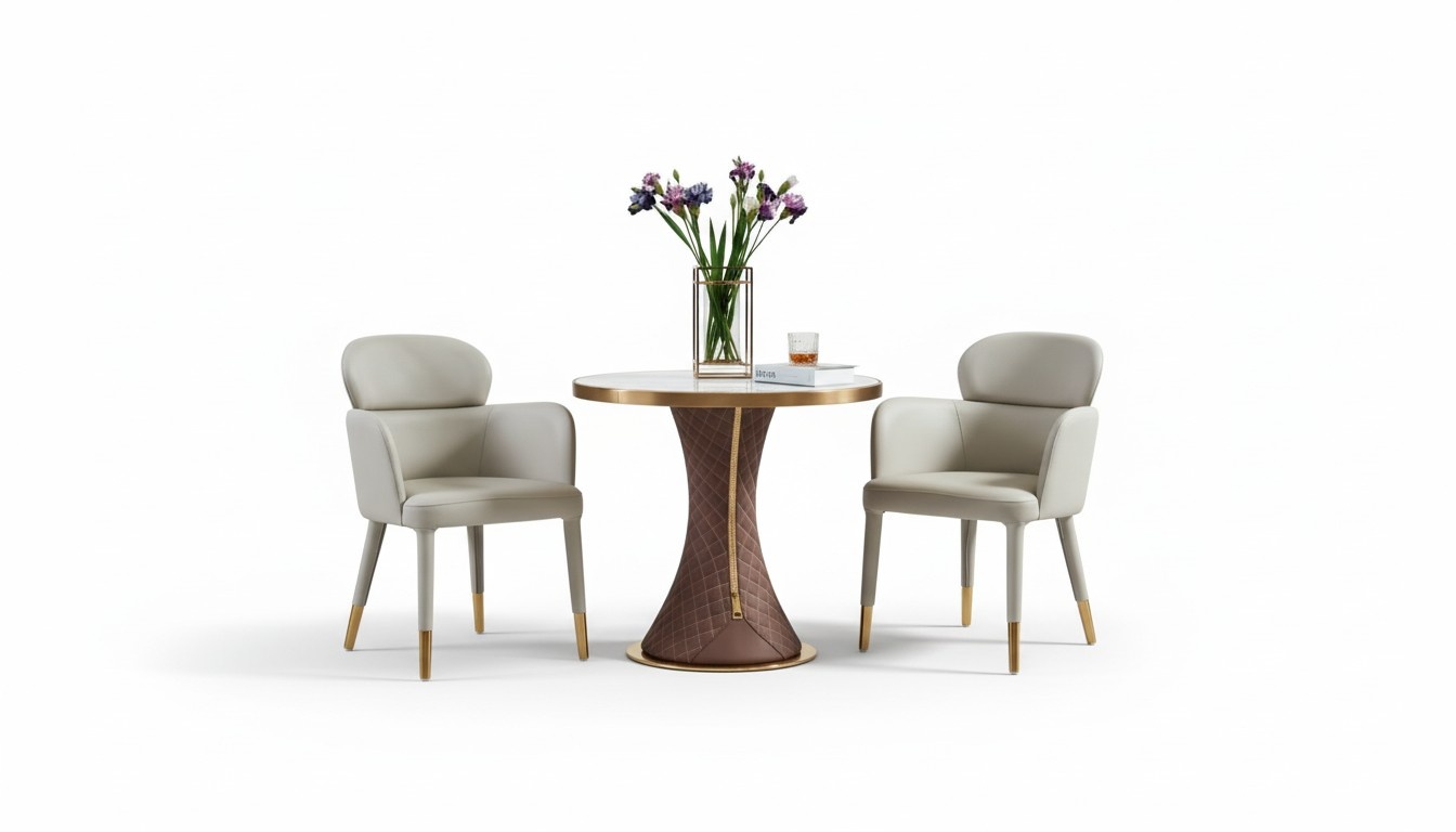 Dining table set, armchair, chairs, group of 3 pieces. Set of Italian style furnishings