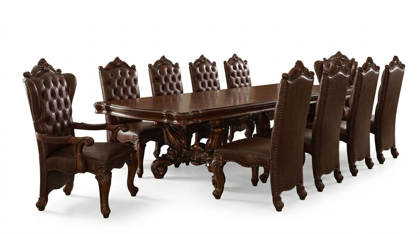 Dining Table Group Dining Room Wood Baroque Rococo Tables Brown 300cm