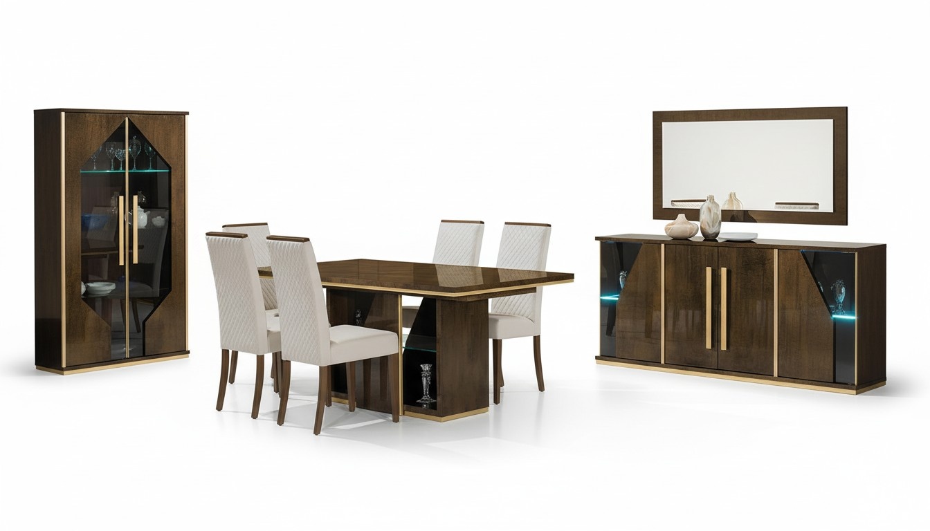 Dining Table Wood Table Tables Dining Room Design Modern Luxury Furniture High Gloss Brown