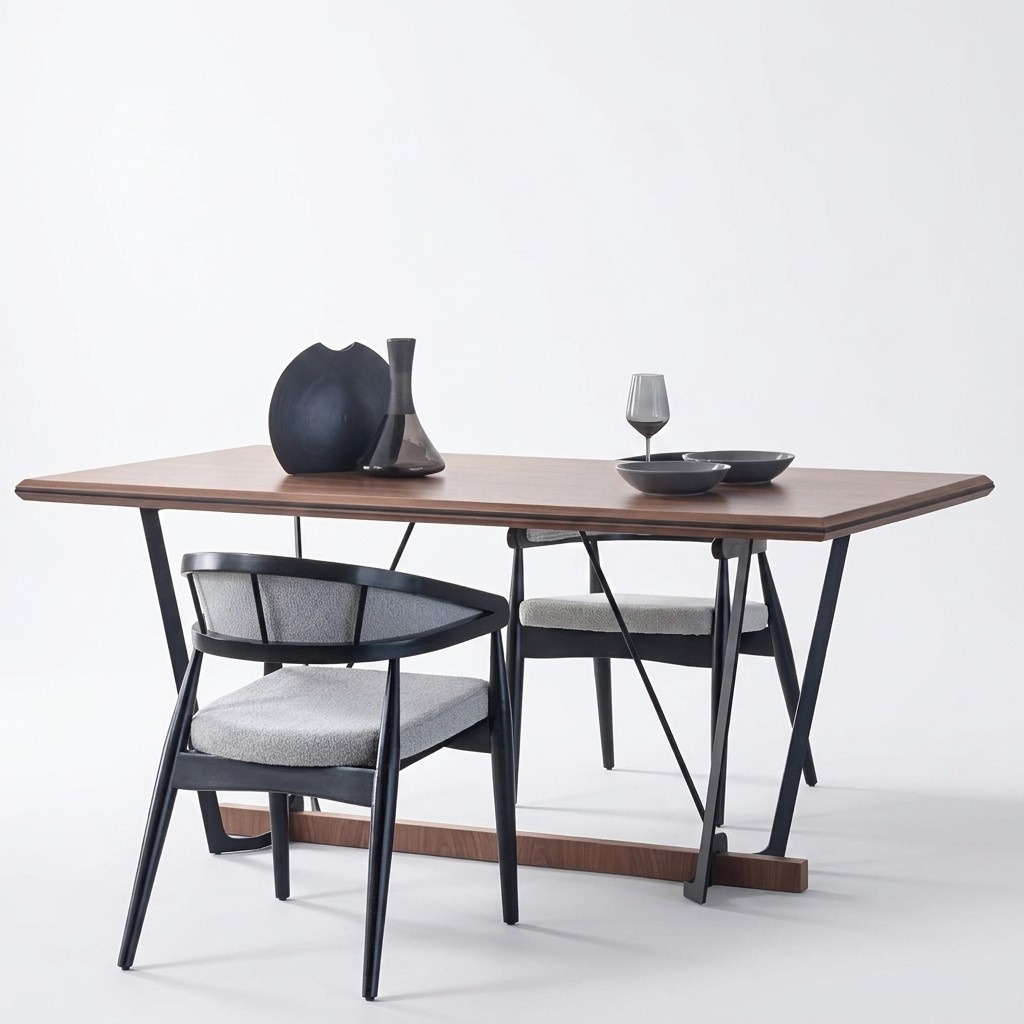 Dining Room Table Wooden Dining Table Dining Room Table Brown Wood 180 cm