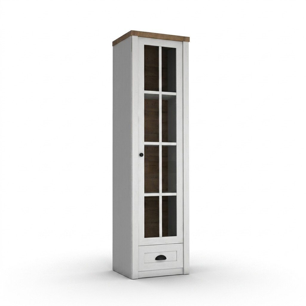 Display cabinet made of wood in white modern elegant style