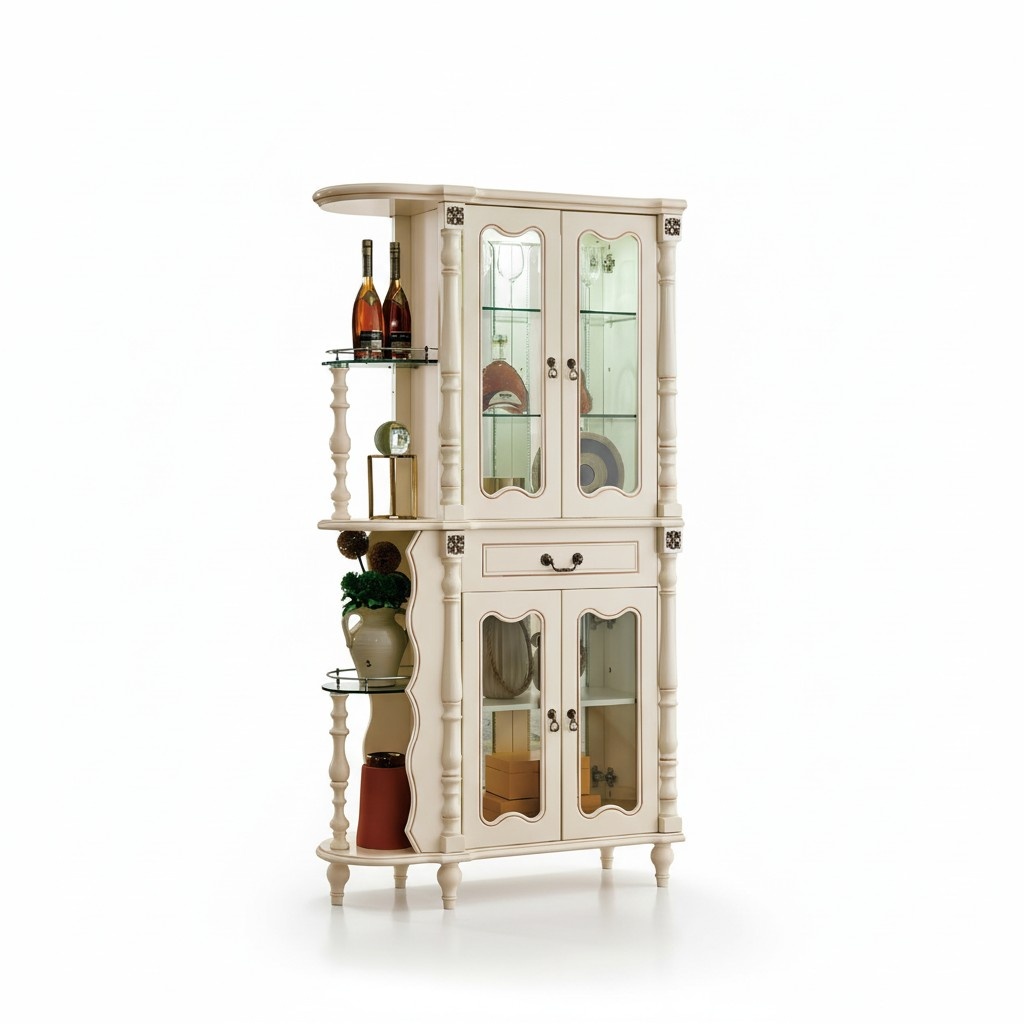 Showcase Display Cabinet Living Room Classic Glass Bar Wood Cabinet Glass Cupboard