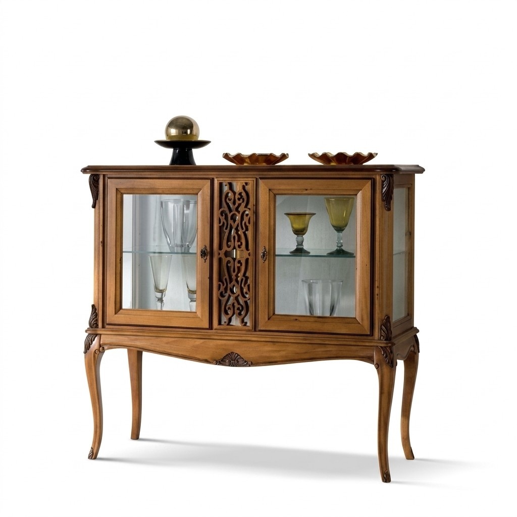 Showcase Display Cabinet Living Room Classic Wood Cabinet Glass Cabinet