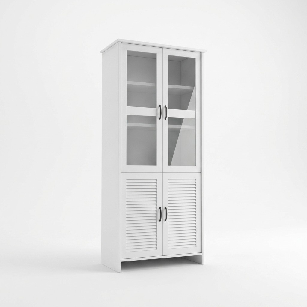 Display cabinet white MDF glass modern elegant