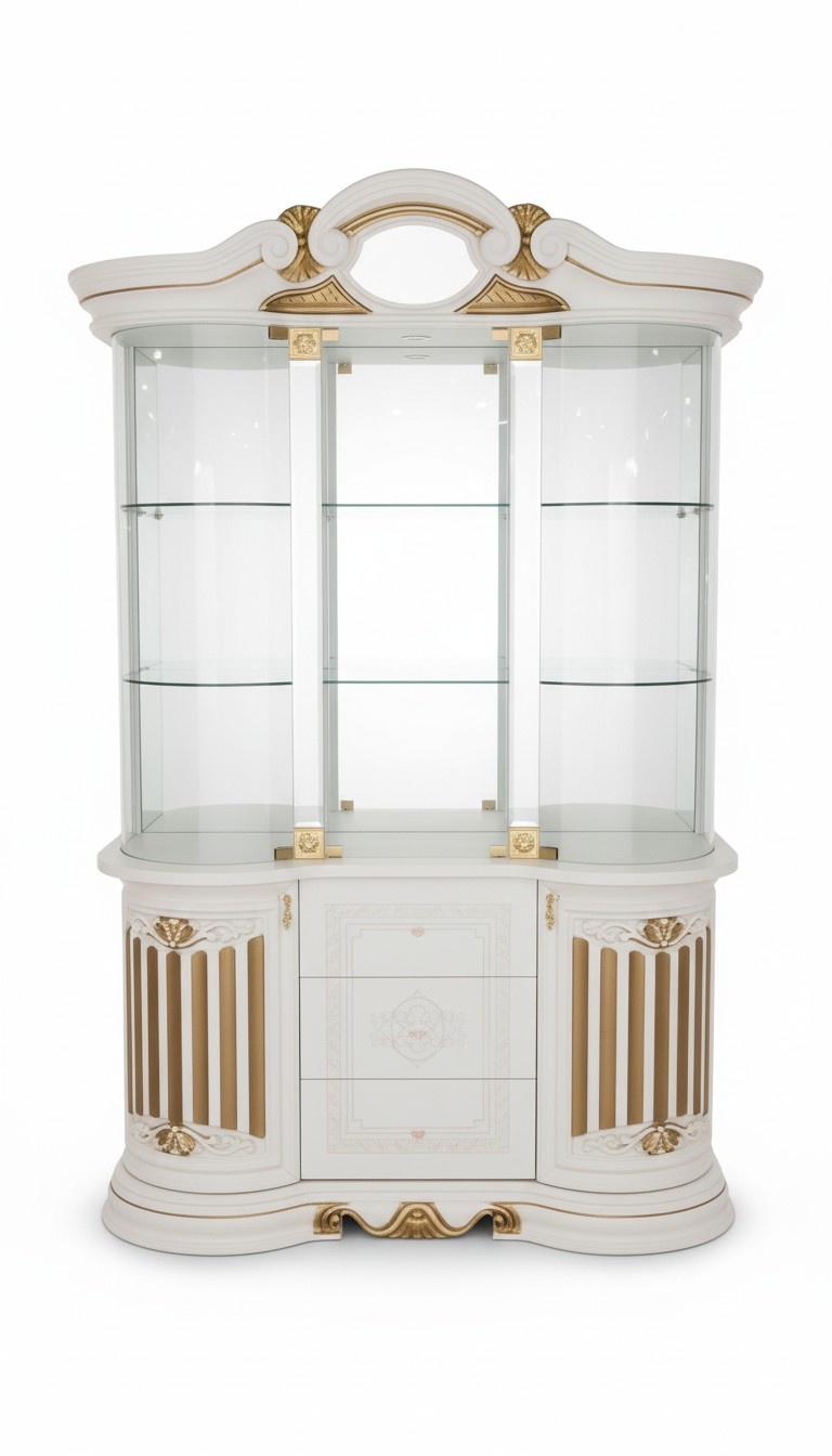 Luxury designed rococo style massive gloss showcase/cupboard, italian furniture