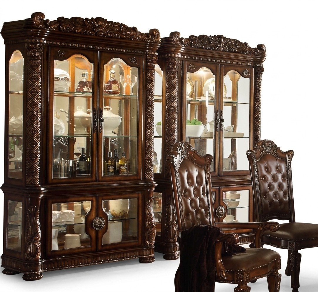 Display Cabinet Showcases Living Room Show Cabinets Baroque Rococo Wood Brown New