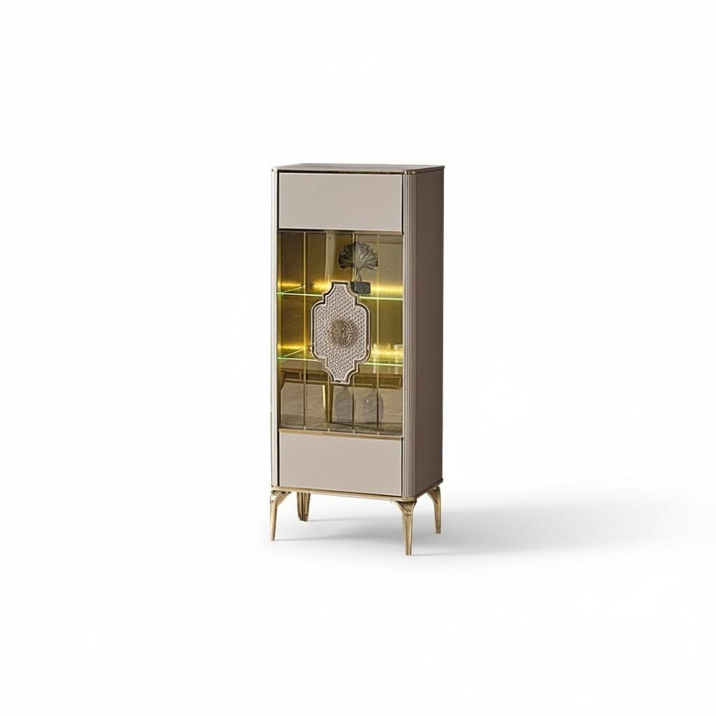 Showcase cabinet wooden cabinet beige glass display case wooden display luxury glass cabinet