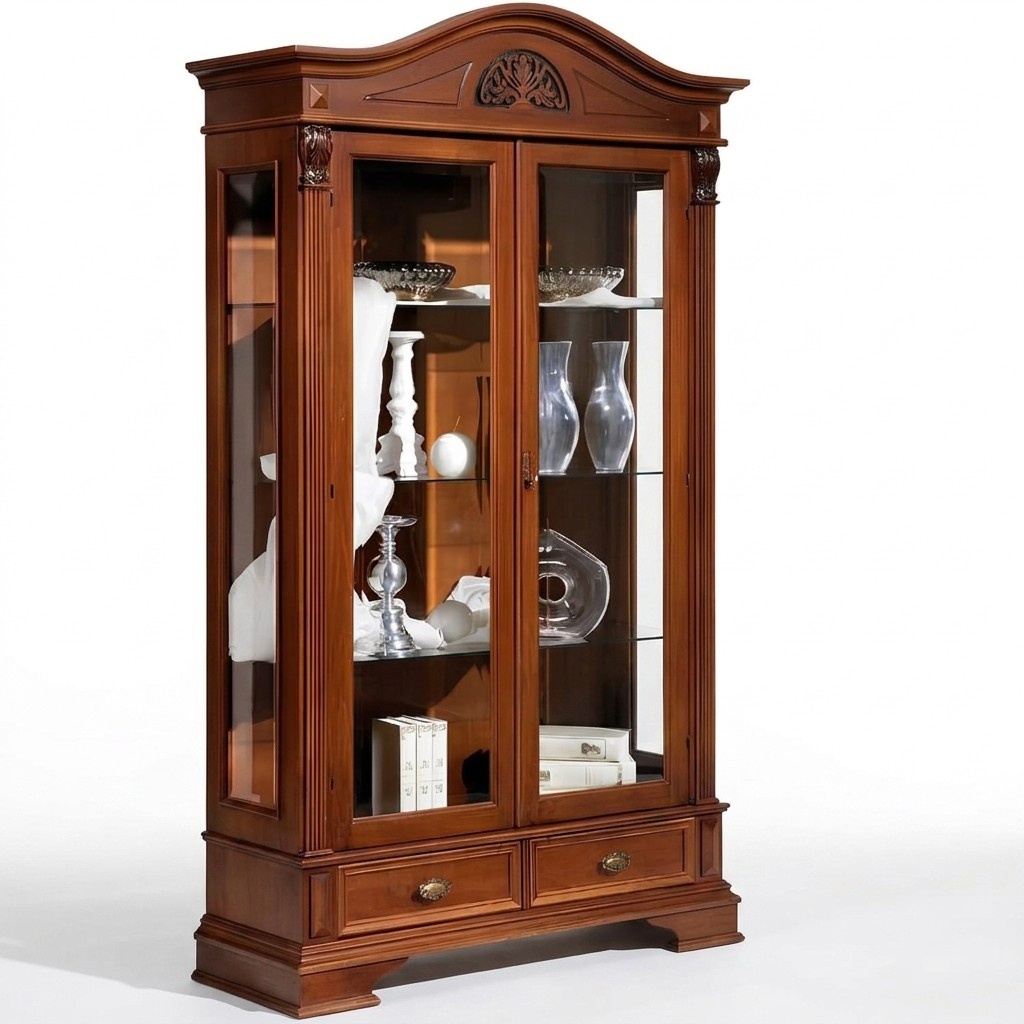 Display Case Glass Cabinet Living Room Showcase 2 Doors Display Cases Baroque Rococo