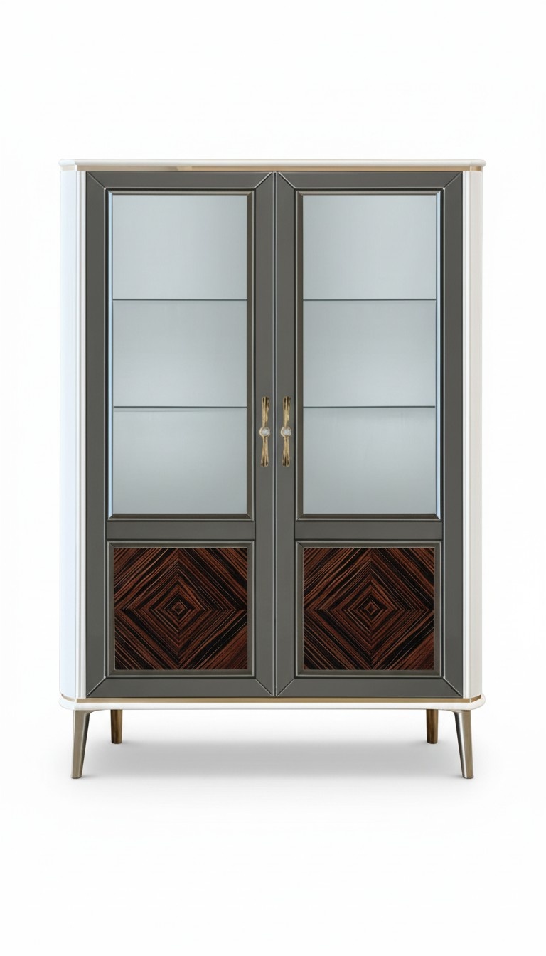 Showcase Luxury Cabinet White Wood Cabinets Living Room Glass Cabinet Modern New