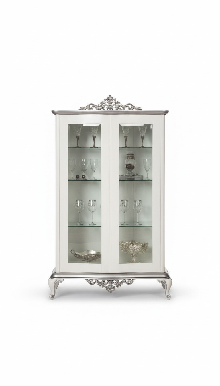 Display Cabinet White Glass Cabinet Design Classic Cabinet Luxury Wood
