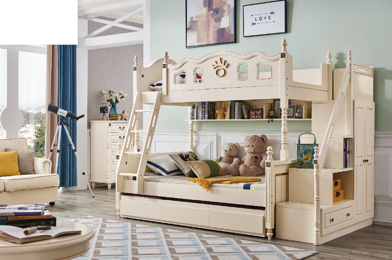 Bunk Bed Double Decker Loft Bed Children Beds Wood Classic Furniture Room