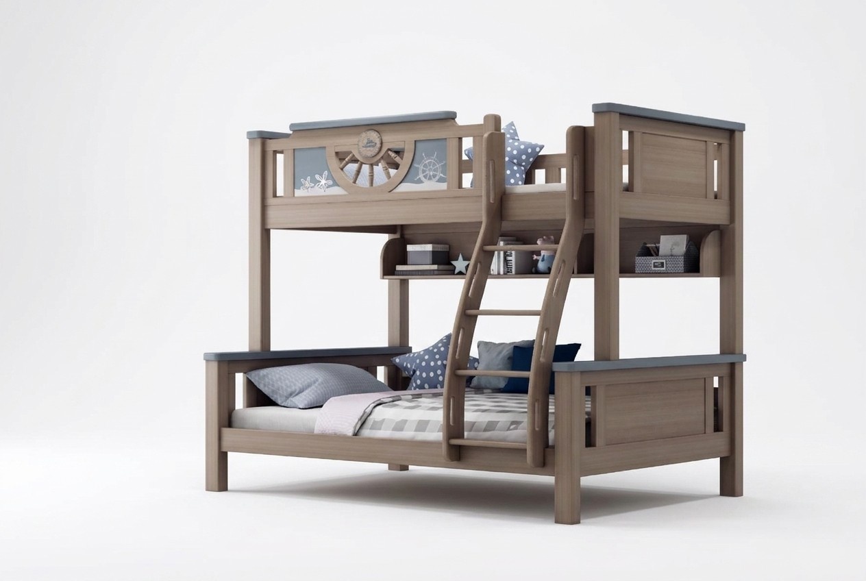 Bunk bed children\'s youth room furniture wood double high bed double beds