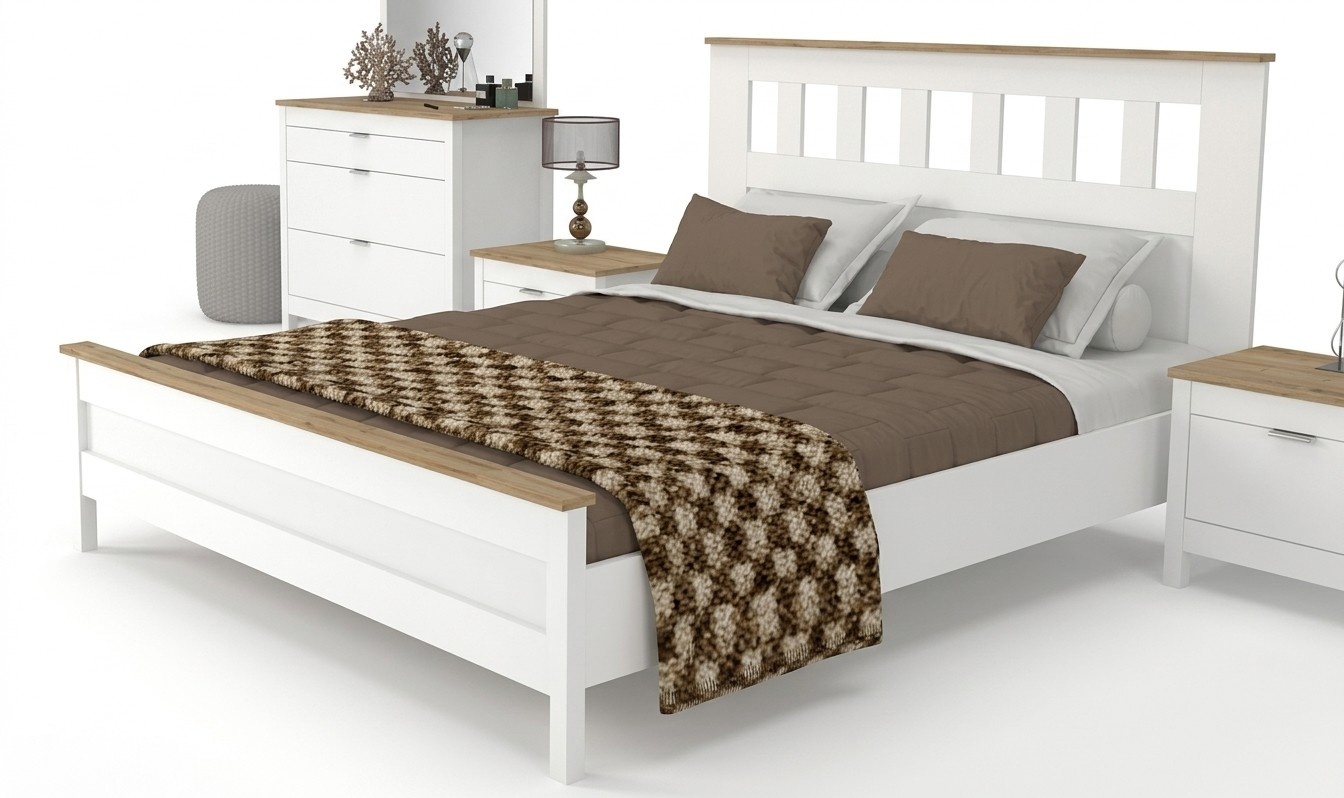 Double bed bedroom 160cm mattress gray modern style wood