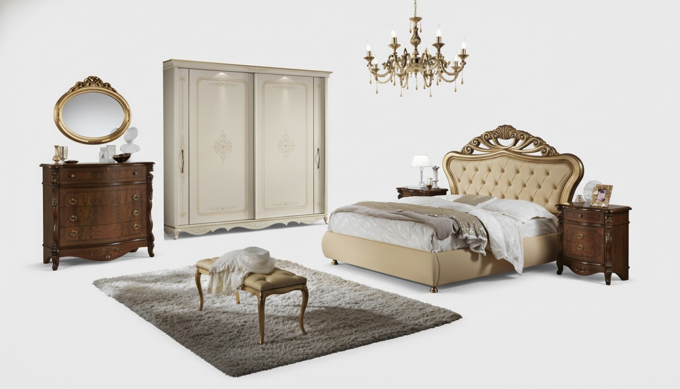 Double bed bedroom bedside table 3 drawers furniture design Mobilificio 3 pcs