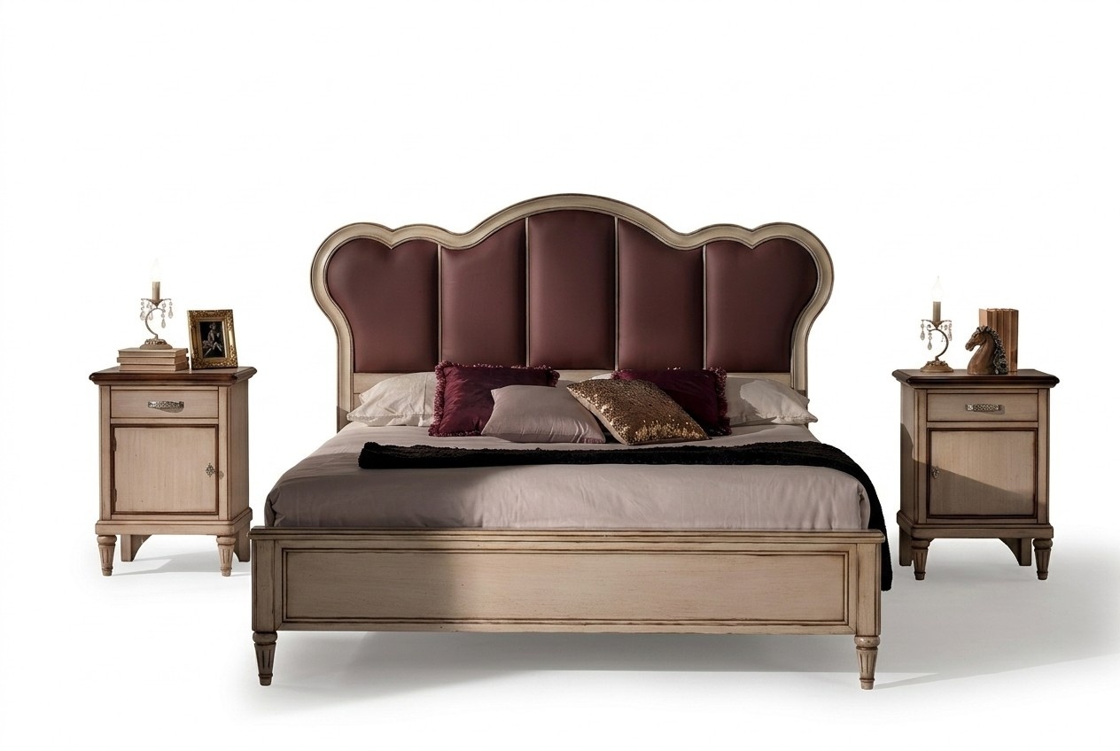Double Bed Bedroom Hotel Marriage Luxury Bed 2x Bedside Table 3pcs Set Beds New