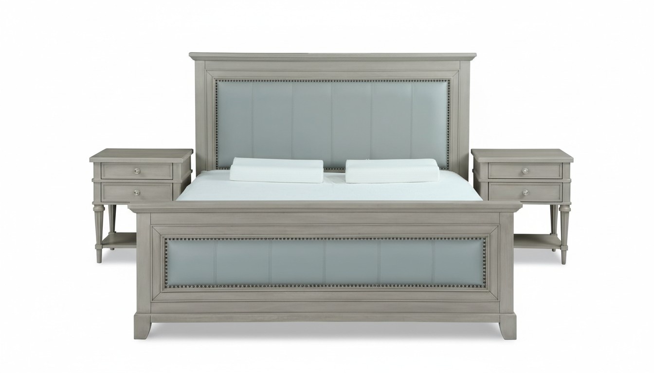 Double Bed Bedroom Hotel Marriage Luxury Bed 2x Bedside Table 3pcs Set Beds New
