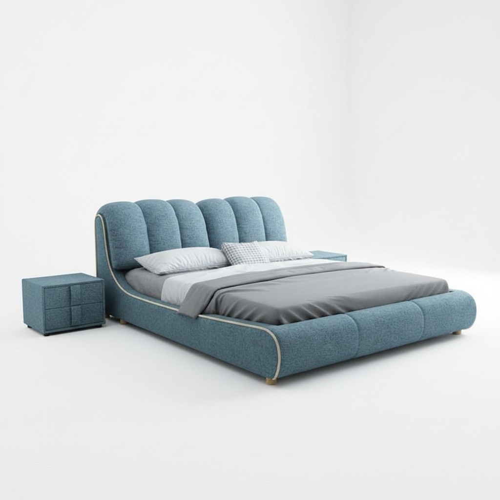 Double Bed Bedroom Hotel Marriage Luxury Bed 2x Nightstand 3pcs Set New Beds